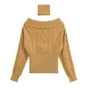 Suéter de Tricô Liso Elegante da Moda Off-Shoulder Feminino Novo da Primavera 2026 AliExpress Transfronteiriço