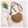 Bolso Tejido Bolso de Mujer Bolso de Hombro Hueco Bolso Cruzado Bolso Tejido de Paja de Moda Bolso de Flor Semicircular Bolso Casual 2025 Grados
