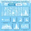 Pegatinas Estáticas Navideñas para Ventana al por Mayor Silueta Blanca Pueblo Invernal Pegatinas Estáticas Decoración de Pared de Vidrio Ventana