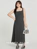 Vestido Longo de Tricô Runqi Tamanho Grande com Decote Quadrado, Cintura Marcada por Botões e Alças de Tricô 8870 Novo Estilo Francês Vestido Longo Colete Feminino