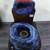 Cuenco del Tesoro de Amatista Natural Adorno de Cristal para el Hogar y la Oficina, Bolsa de Dinero de Cueva de Amatista, Huevo de Dinosaurio para Regalo de Inauguración de Casa