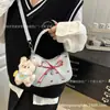 Bolso de Hombro Cruzado con Osito de Lunares y Lazo Bolso Cruzado con Forma de Corazón Lindo Clásico Francés Bolso de Mano para Viaje para Mujer