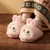 Chinelos de algodão fofos de coelho para outono e inverno para meninas, chinelos de algodão quentes de pelúcia antiderrapantes para ambientes internos, novo estilo para meninos e meninas