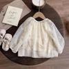 Abrigo de Verano para Niñas Estilo Occidental para Bebé Anti-Infantil Personalizado Marca de Moda Estilo Coreano Mori Encaje Bordado Sol Calado Cárdigan