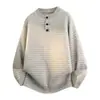 Transfronterizo 2026 Invierno Nuevo Talla Grande Moda Rayas Cuello Redondo Casual Tejido Grueso Suéter Top para Hombre Tendencia