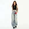 Jeans Anchos Lavados Rasgados Estilo Callejero Retro Americano para Mujer 2026 Primavera/Otoño Nuevos Rectos Sueltos de Cintura Alta Azul Claro