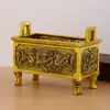 Quemador de incienso de latón, pieza de altar cuadrada, decoración de oficina, altar "Prosperidad para Siempre", altar de pie "Si Mu Wu", adoración en casa y ceremonia de inauguración