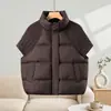 Colete de Tricô Patchwork de Algodão Novo Outono/Inverno 2026 para Mulheres, Curto, Quente, Gola Alta, Peça de Roupa Externa da Moda, Colete, Ombreira