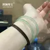 Pulsera de Jade Cían Aceite para Mujer, Pulsera de Jade Retro, Solo Esta Calcedonia Verde de 4 mm Pulsera Tintineante