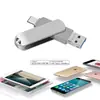 Memoria USB 3 en 1 OTG para teléfono móvil Apple tipo-c Memoria USB 16G metálica giratoria de regalo Memoria USB 64g