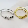 Anillo de descompresión para la ansiedad para mujer, con bola giratoria de doble capa de acero inoxidable de Amazon, transfronterizo.