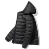 Jaqueta de Penas Camel HJCAMEL Masculina e Feminina Leve Outono e Inverno Quente Com Capuz Penas de Pato Casaco Feminino À Prova de Vento Inverno