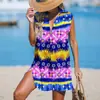 Vestido caliente transfronterizo impresión digital 3D cuello en V Zhongqun bajo pedido estilo europeo y americano falda de playa para mujer