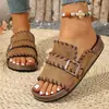 Sandalias de plataforma con estampado de leopardo para talla grande, con correas de hebilla, nuevo estilo de verano 2026 para mujer, adecuadas para usar al aire libre, sandalias de playa