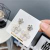 D01 Aretes de Perlas Aguja de Plata Trendyy Nuevos Coreanos Elegantes Populares Aretes de Diamantes Dulces Aretes de Flores Pequeñas