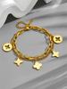 Pulsera de Acero Titanio Color Libre Dorada Trébol de Cuatro Hojas Pulsera Fritilaria para Mujer Estilo Europeo y Americano Moda Lujo Ligero Estilo Mori Cruz