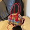 Bolso de lona para mujer 2024 nuevo nicho de textura de alta calidad para otoño e invierno, versátil bolso de mensajero de hombro, bolso de concha portátil