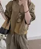 Chaqueta retro de retazos de color sólido estilo coreano, versátil y de corte holgado, perfecta para mujeres petite, nueva chaqueta de béisbol de otoño