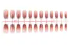 Uñas Portátiles Minimalistas Estilo Francés de Venta Caliente Transfronteriza, Gradiente Marrón con Borde Blanco, Pegatinas de Uñas de Lujo Ligero en Color Nude Elegante