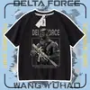 Roupa sem marca Camiseta de Manga Curta Força Delta Modelo Novo 2026 para Crianças Meninos Algodão Puro Top Força Delta