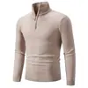 2026 Suéter de color liso simple con cuello alto para hombre, europeo y americano, transfronterizo, otoño e invierno, cuello semi-alto versátil, camiseta básica de color liso, ropa para hombre