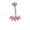 Joyería para Piercing de Ombligo de Aleación de Titanio F136 Transfronteriza de Cinco Eslabones con Circonita Marquise y Rosca Interna, Al por Mayor en Stock