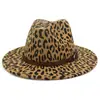 AliExpress Amazon otoño e invierno Nuevo sombrero de tweed con estampado de leopardo Moda europea y americana ala ancha Sombrero Jazz MNDJS256