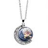 Cazador de demonios: Kimetsu No Yaiba Kamado Nezuko Collar de Luna Giratoria Periférico de Anime Colgante Giratorio de Doble Cara Cadena para Suéter