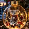 Adorno Transparente de Koala Navideño Bola de Cristal Luminosa 3D Adorno Colgante para Decoración de Escena Navideña de Árbol de Navidad
