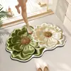 2026 Novo Tapete de Chão para Banheiro Floral Realista 3D de Lama Diatomácea Macia Tapete para Pé Absorvente de Água Antiderrapante para Banheiro
