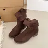 Botas Curtas Meilade Primavera Outono 2026 Botas Individuais Femininas Novas Botas Martin Retro Salto Grosso Botas Empilhadas Botas de Cowboy Western