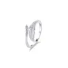 Anillo de Plata de Ley S925 Estrella Sueño Pluma para Mujer, Diseño de Nicho con Circonita Microincrustada, Anillo Ajustable, En Stock, Regalo al por Mayor