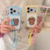 Estuche de Cuentas Gatito Kikty de Lunares para Apple 18 Pro Max, iPhone 17 con pulsera, lindo para 16, 15P para mujeres