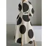Vestido Cruzado Europeo y Americano 2026 Estilo Nuevo Casual de Oficina Moda Cuello Polo Manga Larga con Cintura Elástica y Dobladillo Amplio
