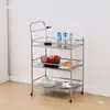 Carrinho Pequeno de Jantar de Aço Inoxidável Carrinho de Serviço para Bebidas e Panela Quente Carrinho de Empurrar à Mão Carrinho de Armazenamento para Beleza e Ventosaterapia Rack para Micro-ondas Forno de Cozinha