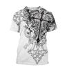 Camiseta de verano para hombre con estampado de tatuajes digitales 3D de estilo europeo y americano personalizado, de manga corta