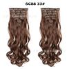 Conjunto de sete peças de cabelo falso para terno, peruca de fibra química europeia e americana, cabelo com cartão 17, cortina de cabelo cacheado, aplique de cabelo ondulado, conjunto de 7 peças