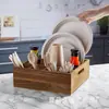Caja de Almacenamiento de Madera para Cubiertos de Cocina Transfronteriza Caja de Almacenamiento de Condimentos y Cubiertos de Mesa para Restaurante Caja de Snacks para Sala de Estar con Asa