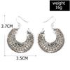 Pendientes de estilo retro europeo y americano, estilo bohemio étnico, con forma de abanico hueco tallado para mujer.
