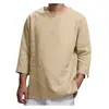 En Stock 2026 Aliexpress Nuevas Camisas de Comercio Exterior Wish Amazon para Hombre Manga Larga Cuello en V Algodón Lino Holgada