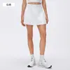 Falda Short de Yoga Anti-Exposición de Cintura Alta, Falda de Tenis Transpirable Dos en Uno, Falda Deportiva Versátil de Color Sólido para Mujer, Verano D26090