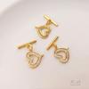 Oro amarillo claro de oro de 14 quilates micro-incrustado de circonita hebilla OT trébol de cuatro hojas pulsera collar de perlas hebilla de conexión de acabado accesorios diy