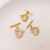 Ouro 14K Preenchido Ouro Claro Zircônia Micro-Pavimentada Fivela Ot Pulseira Trevo de Quatro Folhas Acabamento Colar de Pérolas Fivela de Conexão Acessórios DIY