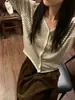 Cárdigan de Punto Rayado Estilo Coreano para Mujer, Nuevo Modelo Otoño Temprano 2026, Corte Holgado, Adelgazante, Versátil Top de Manga Larga para el Trabajo