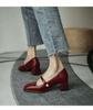 Zapatos Mary Jane de Tacón Grueso para Mujer Retro 2025 Otoño Nuevos Estilo Hepburn Tacón Medio-Alto Punta Cuadrada Zapatos de Salón para Mujer Dulces