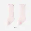 Calcetines para bebé, sin costuras, de verano, de malla, transpirables, finos, para niños, color liso, borde con volantes, no apretados, calcetines largos, calcetines repelentes de mosquitos