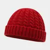 Gorro de punto trenzado cálido retro de otoño e invierno para mujer, turbante de moda sin visera para hombre, gorro de propietario, moderno