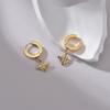 Pendientes de acero de titanio caliente transfronterizo con piedra de abeja de oro de 14 quilates, pendientes de personalidad de estilo de moda INS, venta al por mayor al contado