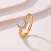 Anel Quadrado Espiga de Trigo Moissanita Prata de Lei S925 Yuebao Jewelry, Anel Elegante Ajustável de Luxo Leve de Nicho Atacado
