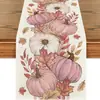 Heqi Camino de Mesa con Estampado de Calabaza de Otoño y Hoja de Arce Estilo Pastoral Decoración de Mesa Cubierta para Mueble de TV Personalizable